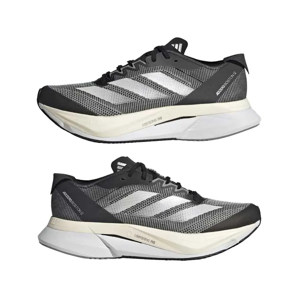 Foot Shape Women's Adizero Boston 12 Running Shoes - Core Black/Cloud White/Carbon - Regular (B)