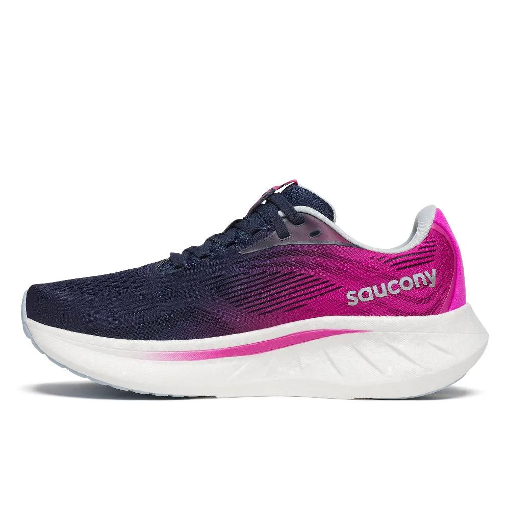 half - marathon - specific shoes Saucony Ride 18 (Womens) - Navy/Fuchsia