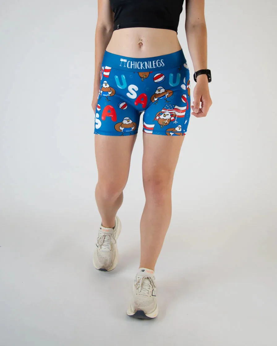 Fashionable Vest Picnic Fun Women's USA Pool Party 3" Compression Shorts