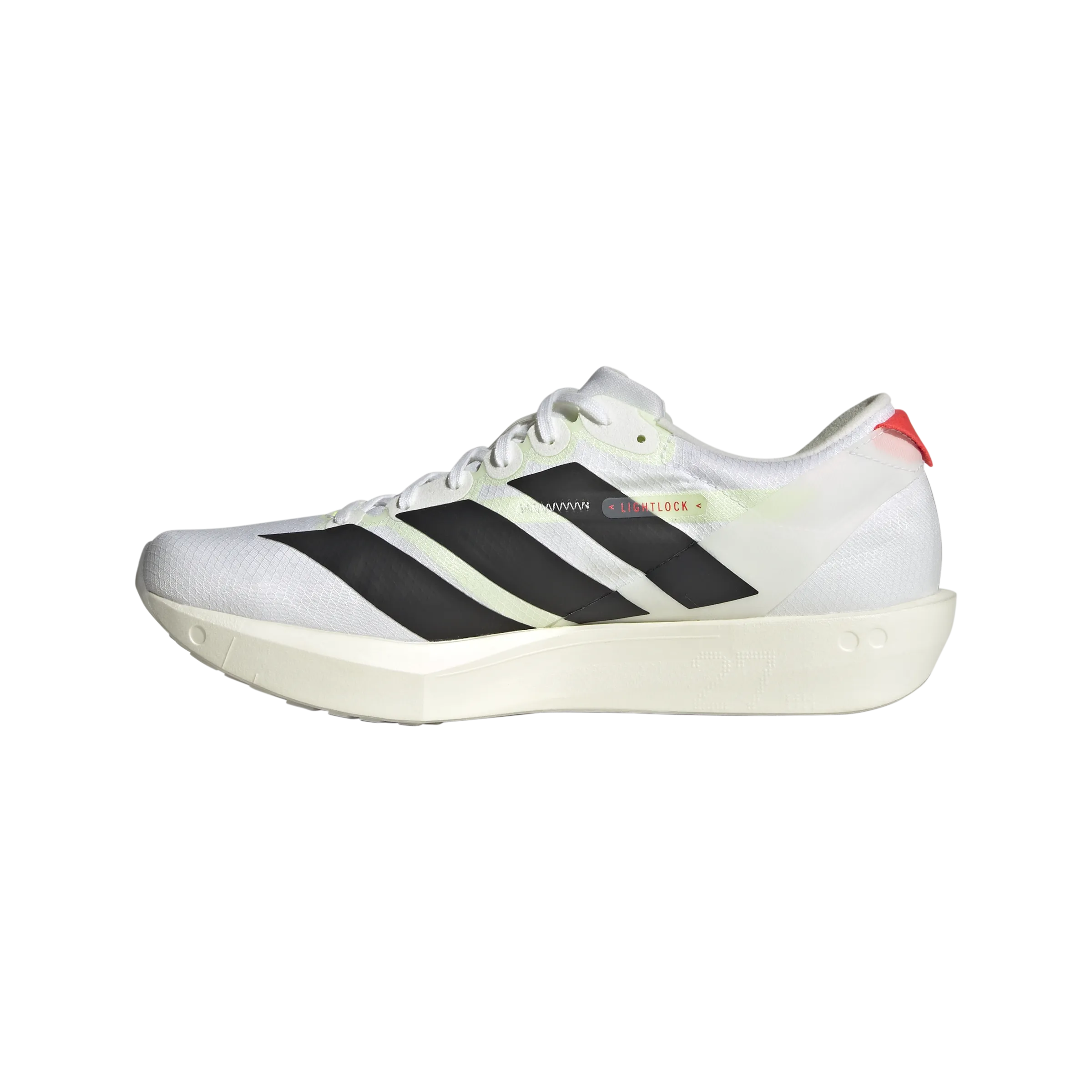 Night running safety Adidas?Adizero Adios 9 (Womens) - White/FtwrWhite/Core Black/Lucid Red
