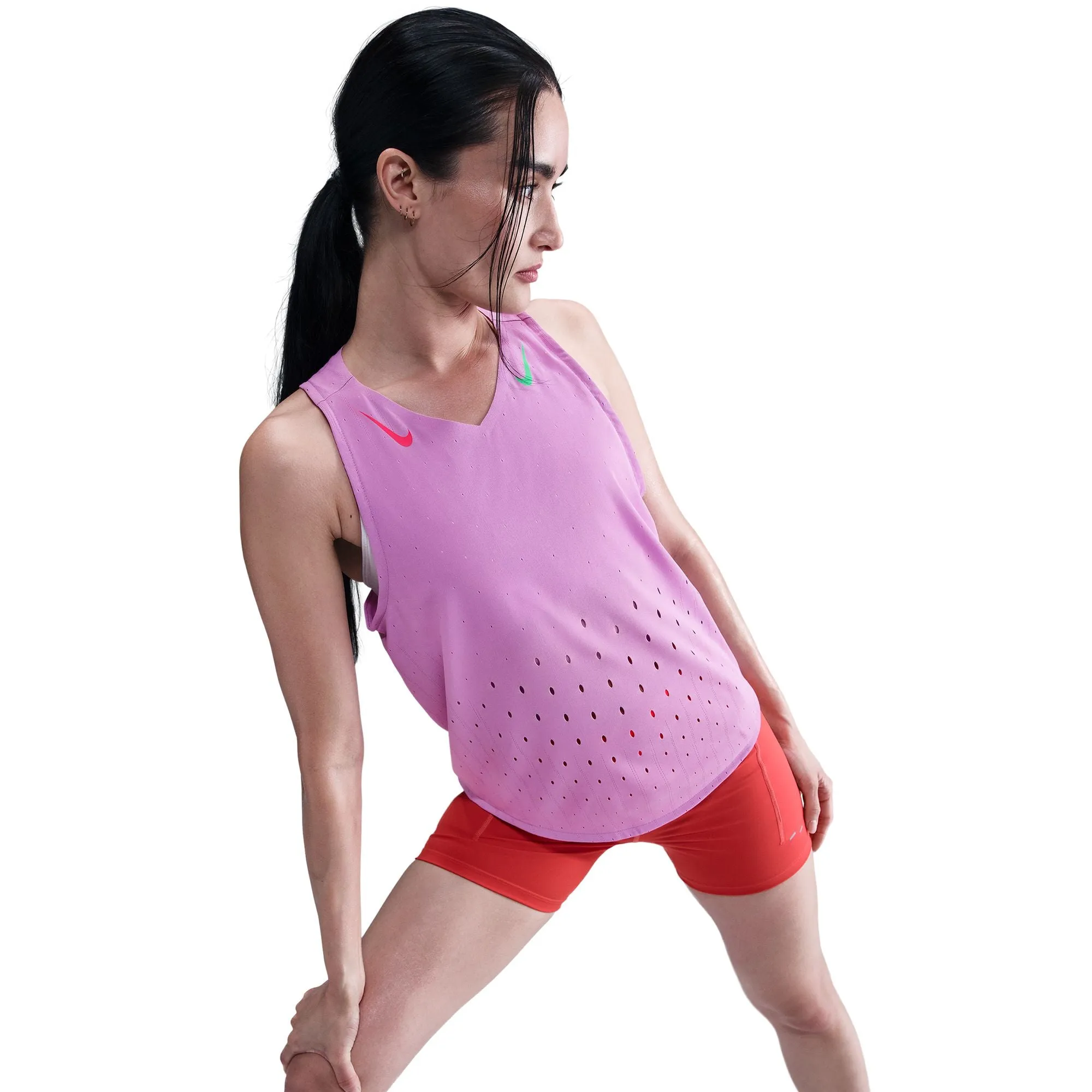 Women's AeroSwift DRI-FIT ADV Running Singlet (532 - Rush Fuchsia/Aster Pink/Green Shock) HeatReflective Lining MoistureControl Fabric