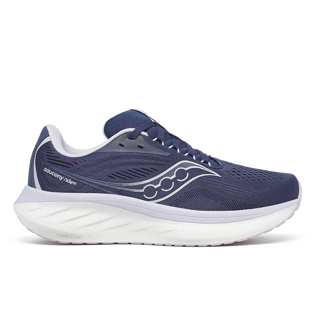 Saucony | Ride 18 | Women's | Navy/Aster Stretchable Material