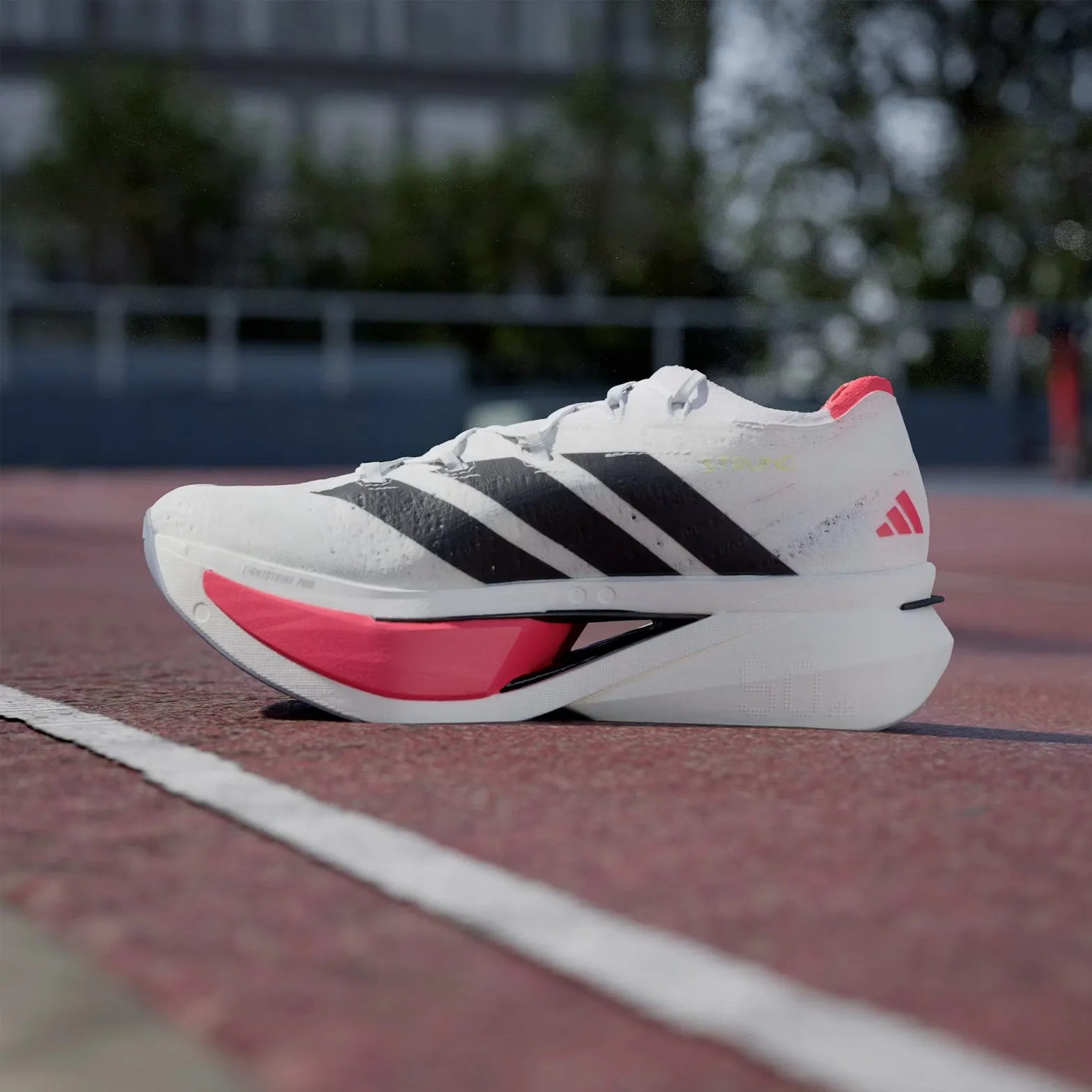 3D Molded Heel Cushion recycled content shoes Adizero Prime X 3 Strung Running Shoes Cloud White / Core Black / Lucid Red