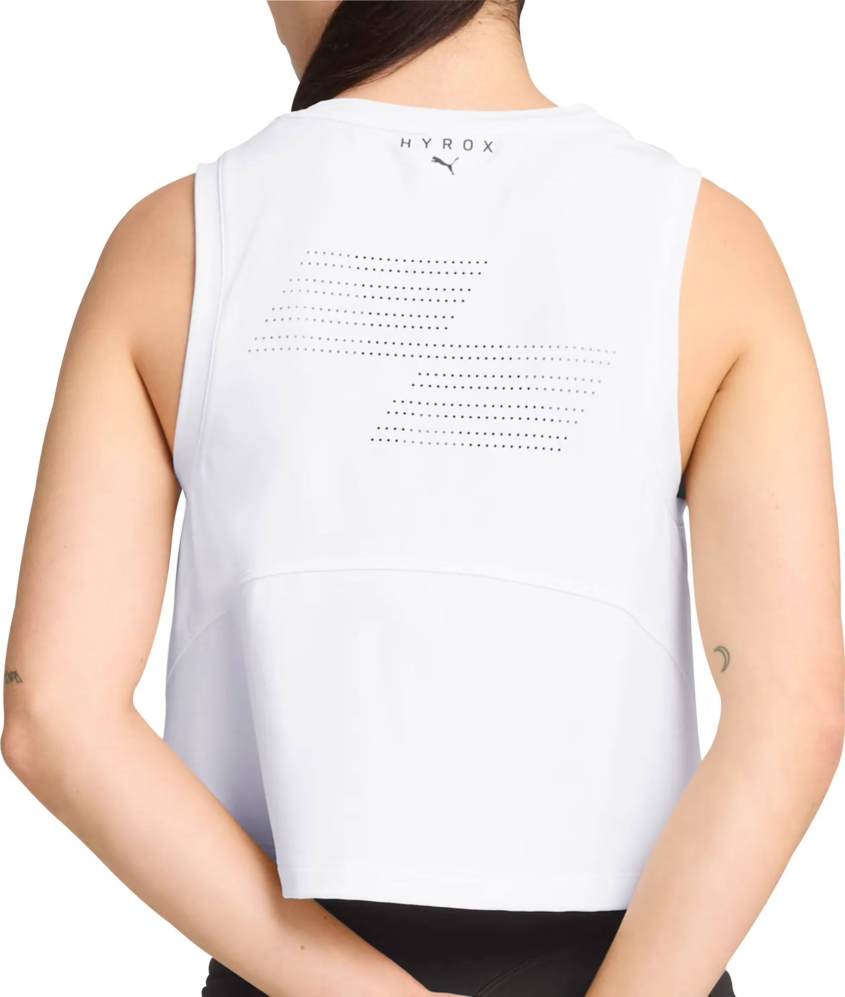 Puma X HYROX Cloudspun Womens Training Vest Tank Top - White Quick Pull Tab Flexible Binding