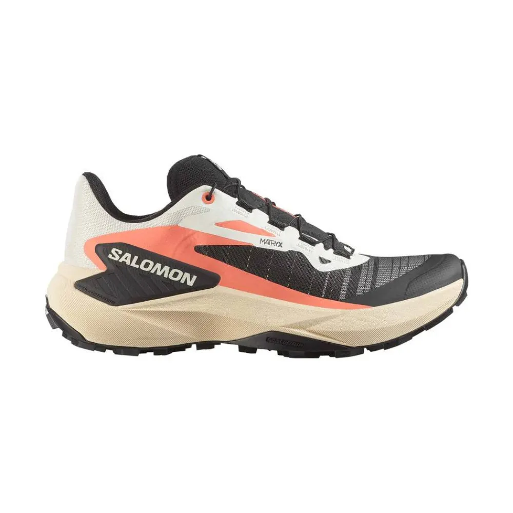color - orange Heel Cushioning Salomon Genesis (Womens) - Fusion Coral/Tender Peach/Black