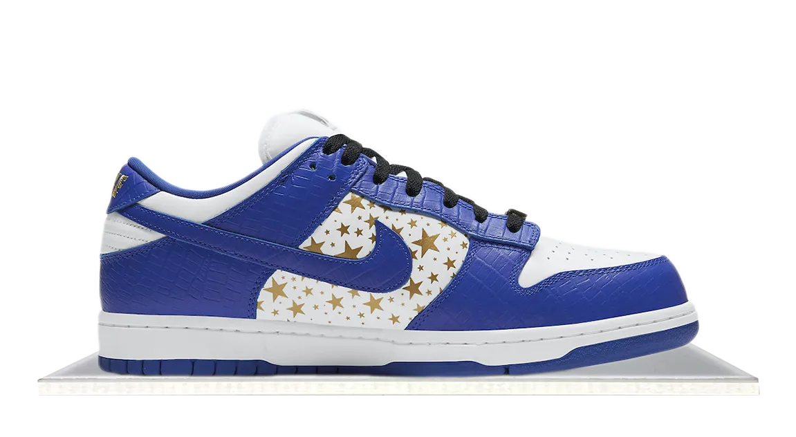 SB Dunk Low Supreme Stars Hyper Royal Eco friendly materials
