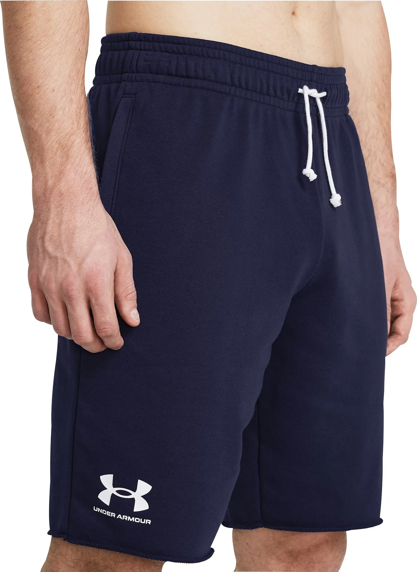 Under Armour Rival Terry Mens Training Shorts - Blue Abrasion Dispersing Weave Leather shorts