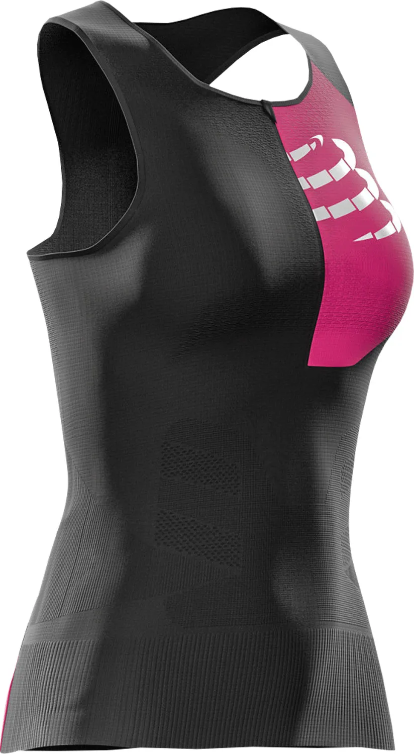 Stay Fresh Lockdown Grip Compressport Tri Postural Ultra Womens Running Vest Tank Top - Black