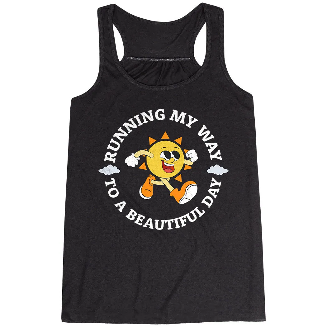 Small Size Flowy Racerback Tank Top - Running My Way to a Beautiful Day
