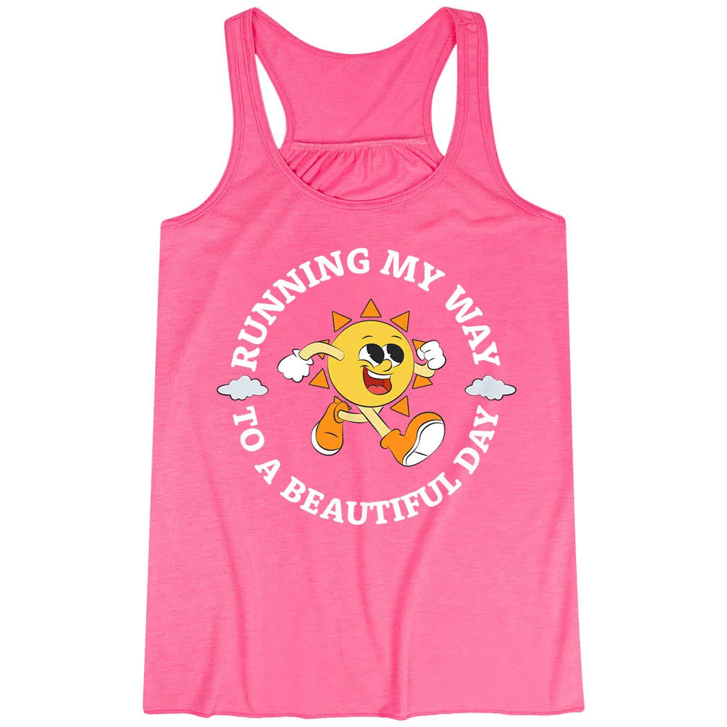 Artistic - appealing Flowy Racerback Tank Top - Running My Way to a Beautiful Day