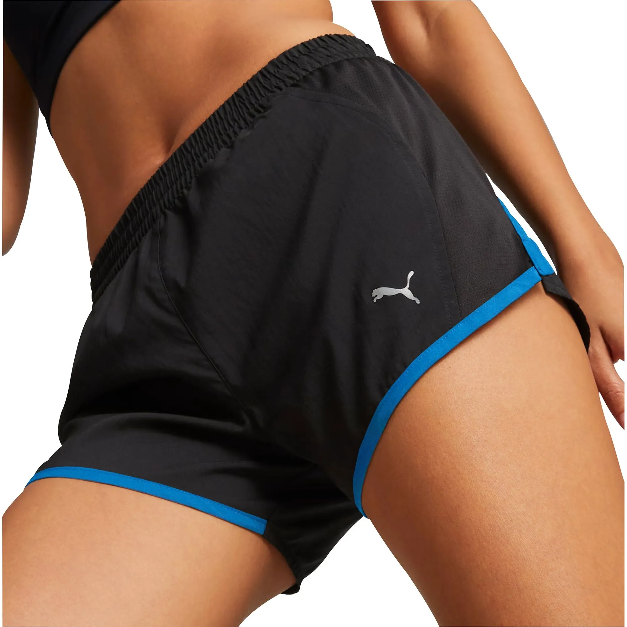 Flatlock stitching Puma Favourite Velocity 3 Inch Womens Running Shorts - Black