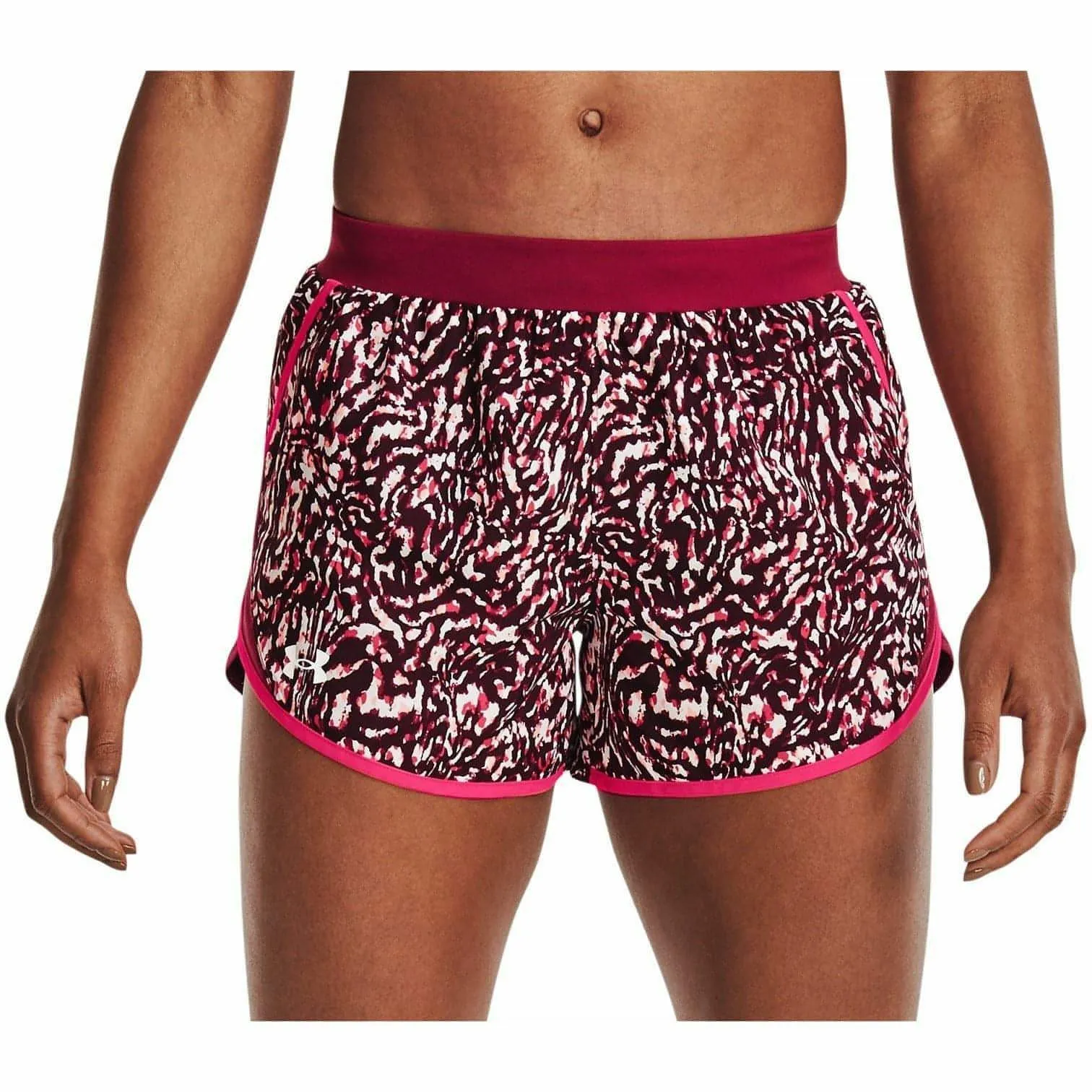 Under Armour Fly By 2.0 Printed Womens Running Shorts - Pink Soft Layers