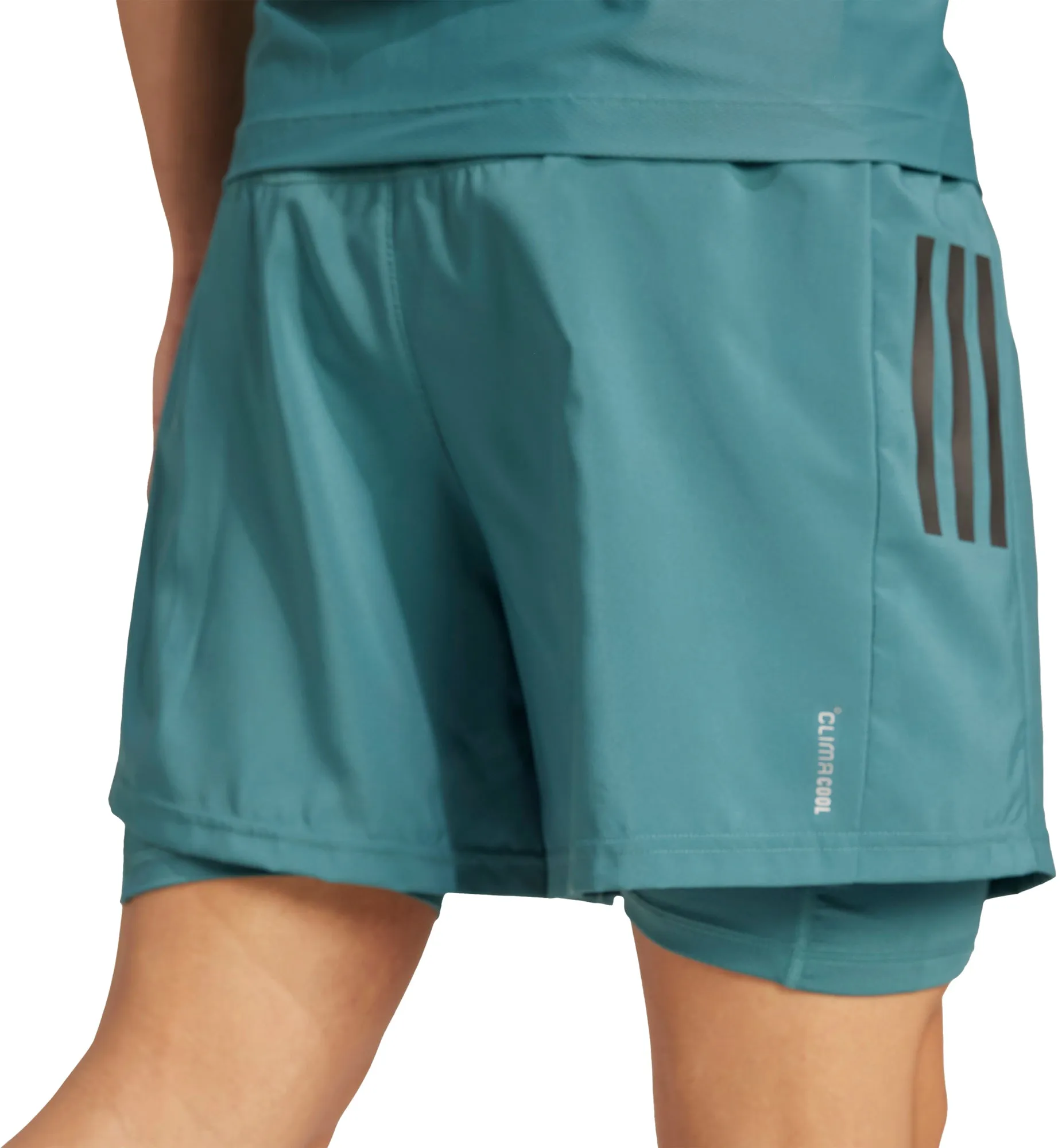 adidas Own The Run ClimaCool 2 In 1 Mens Running Shorts - Green Motion Support