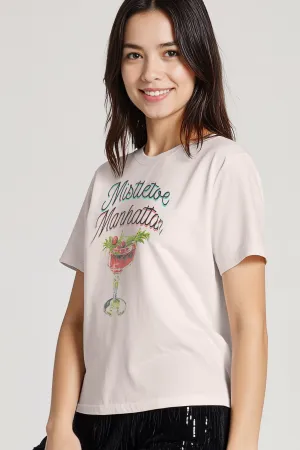Mistletoe Manhattan Ryan Tee | Mauve Chalk Micro Perforation Casual Wear