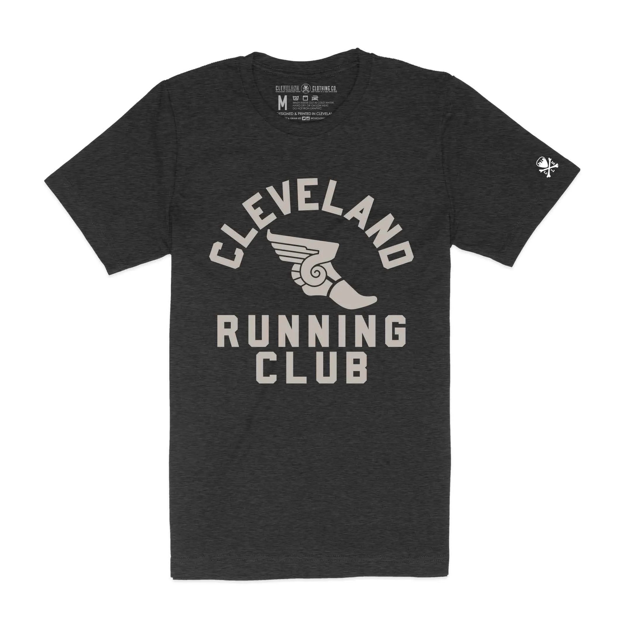 Cleveland Running Club, Dark Grey Heather - Mens/Unisex Crew T-Shirt Casual Comfort