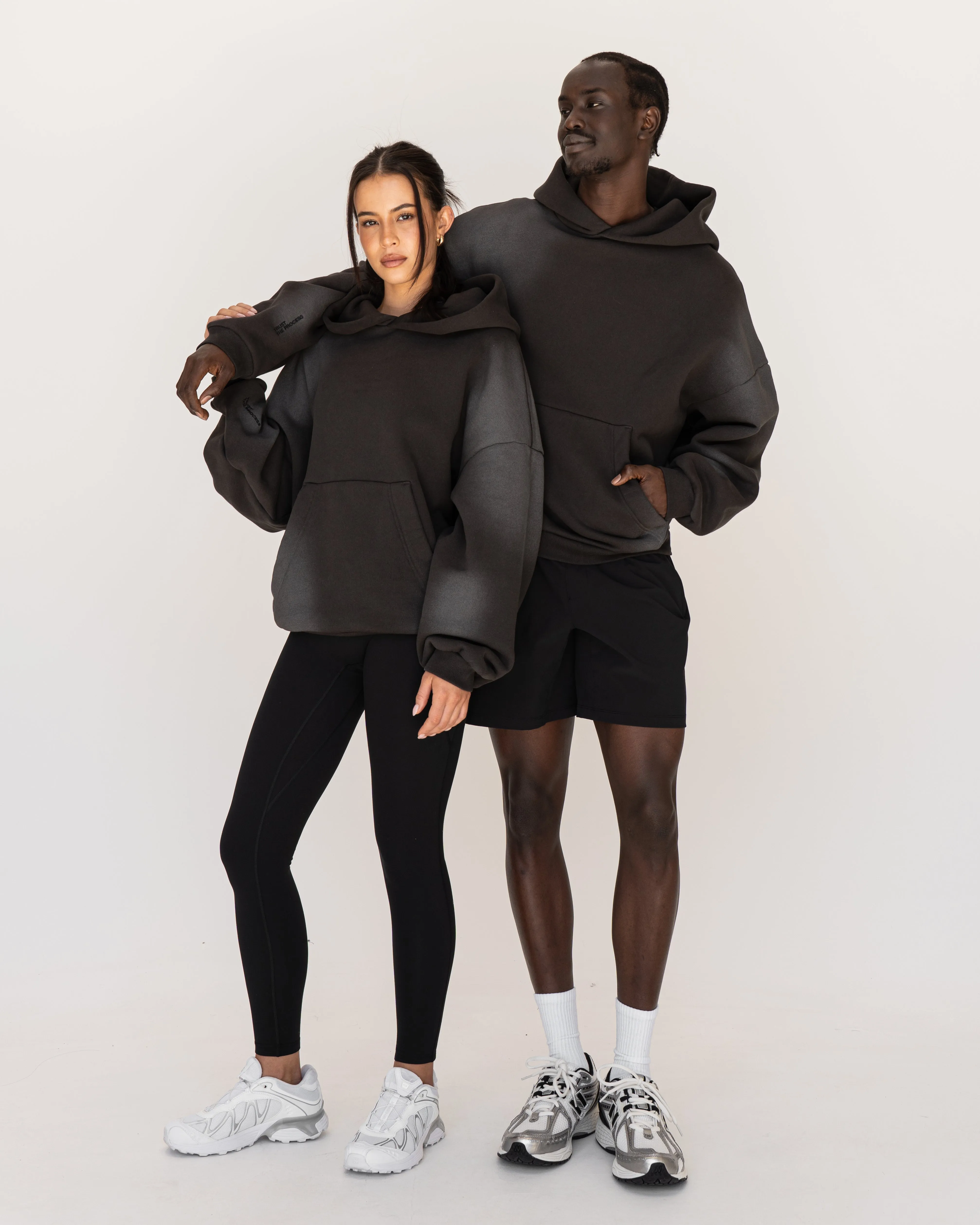 Lounge Fit Memory In Motion 500gsm Ultra Heavyweight Washed Hoodie - Charcoal Washed