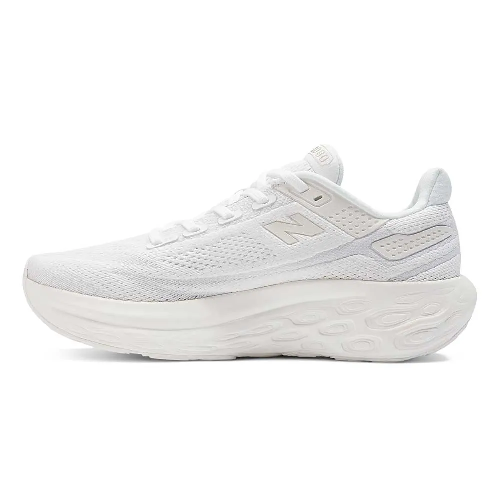 wide - base shoes Secure Lace Closure Women's Fresh Foam X 1080v13 Running Shoe - White/Silver Metallic - Regular (B)