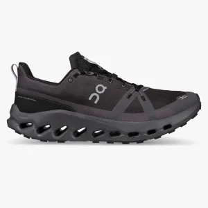 On Running | Cloudsurfer Trail WP | Women's | Black/Eclipse running in a pedestrian path area shoes