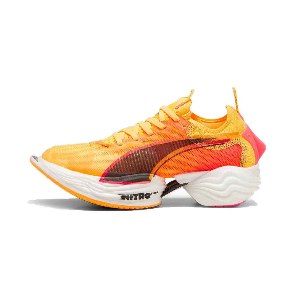 Slip Resistant Base Tensile Energy Bridge Women's FAST-R NITRO Elite 2 Running Shoe - Sun Stream-Sunset Glow-PUMA White - Regular (B)