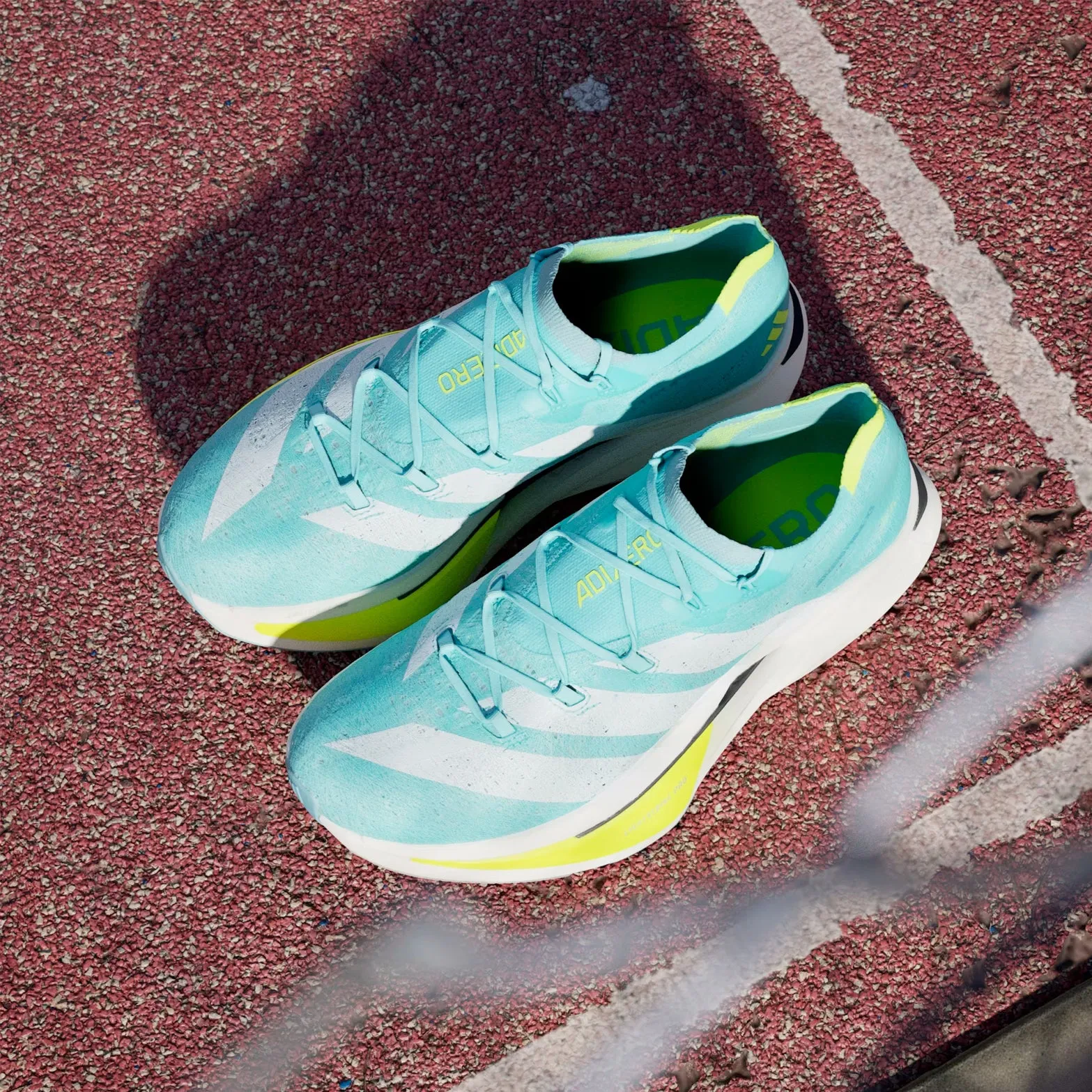 Vertical Flex Channels fair play Adizero Prime X 3 Strung Running Shoes Flash Aqua / Zero Metalic / Lucid Lemon