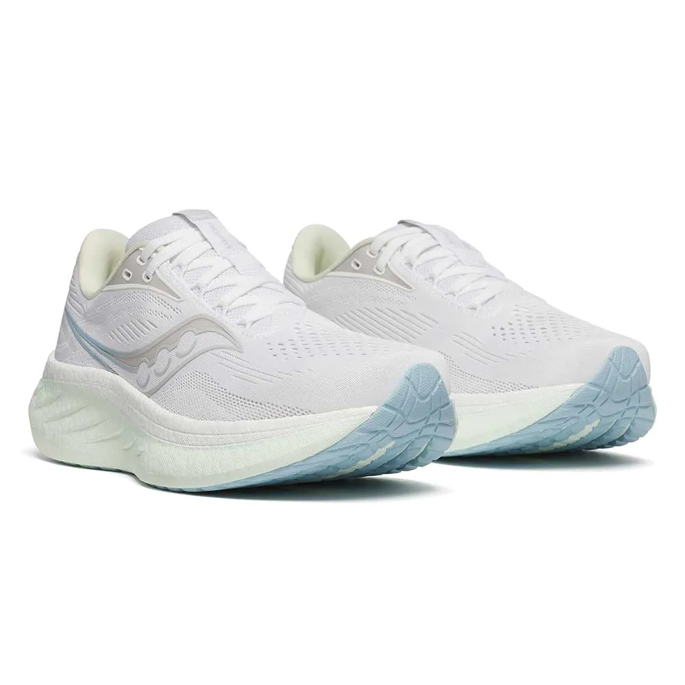 running for agility shoes Women's Ride 18 Running Shoe - White/Lettuce - Regular (B)