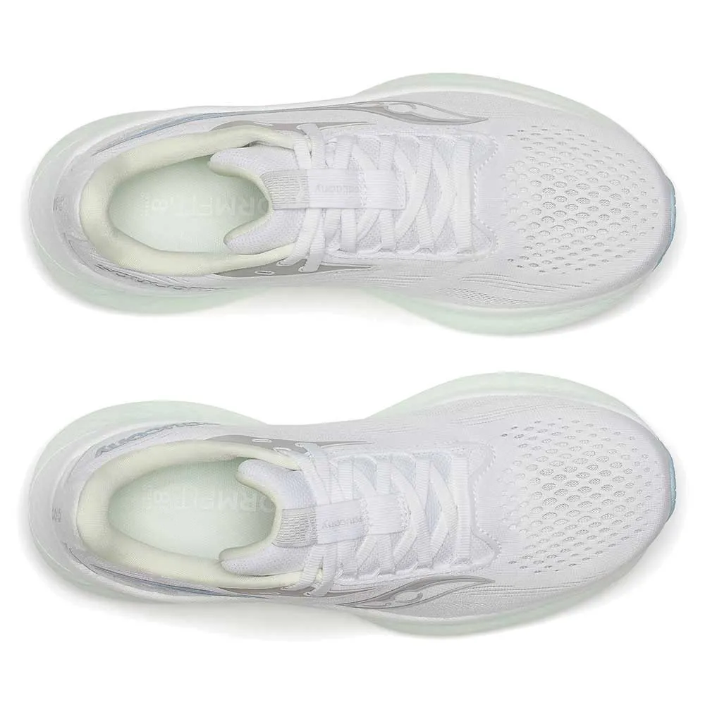 Women's Ride 18 Running Shoe - White/Lettuce - Regular (B) snow running shoes Rolling Motion Tech