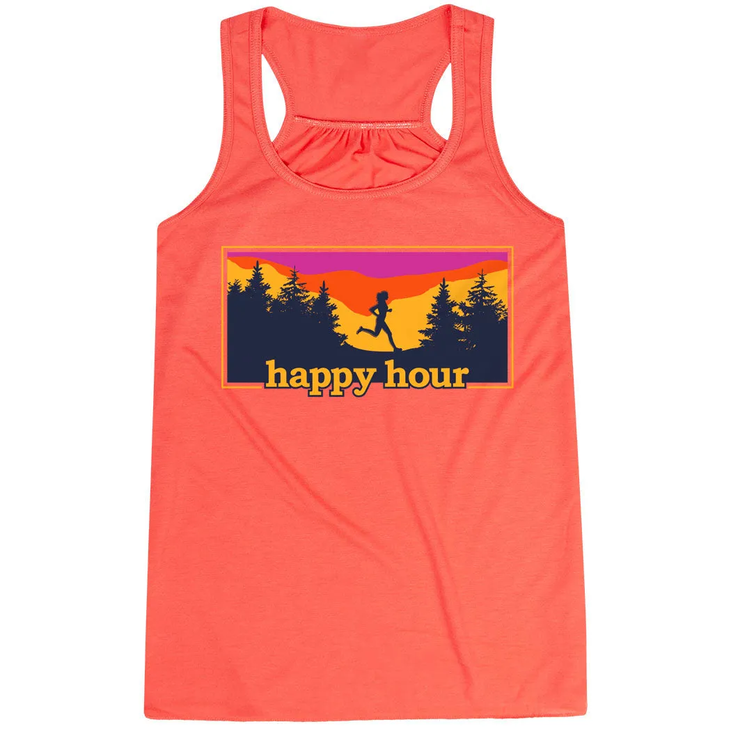 environmental - friendly Drop Shoulder Flowy Racerback Tank Top - Happy Hour