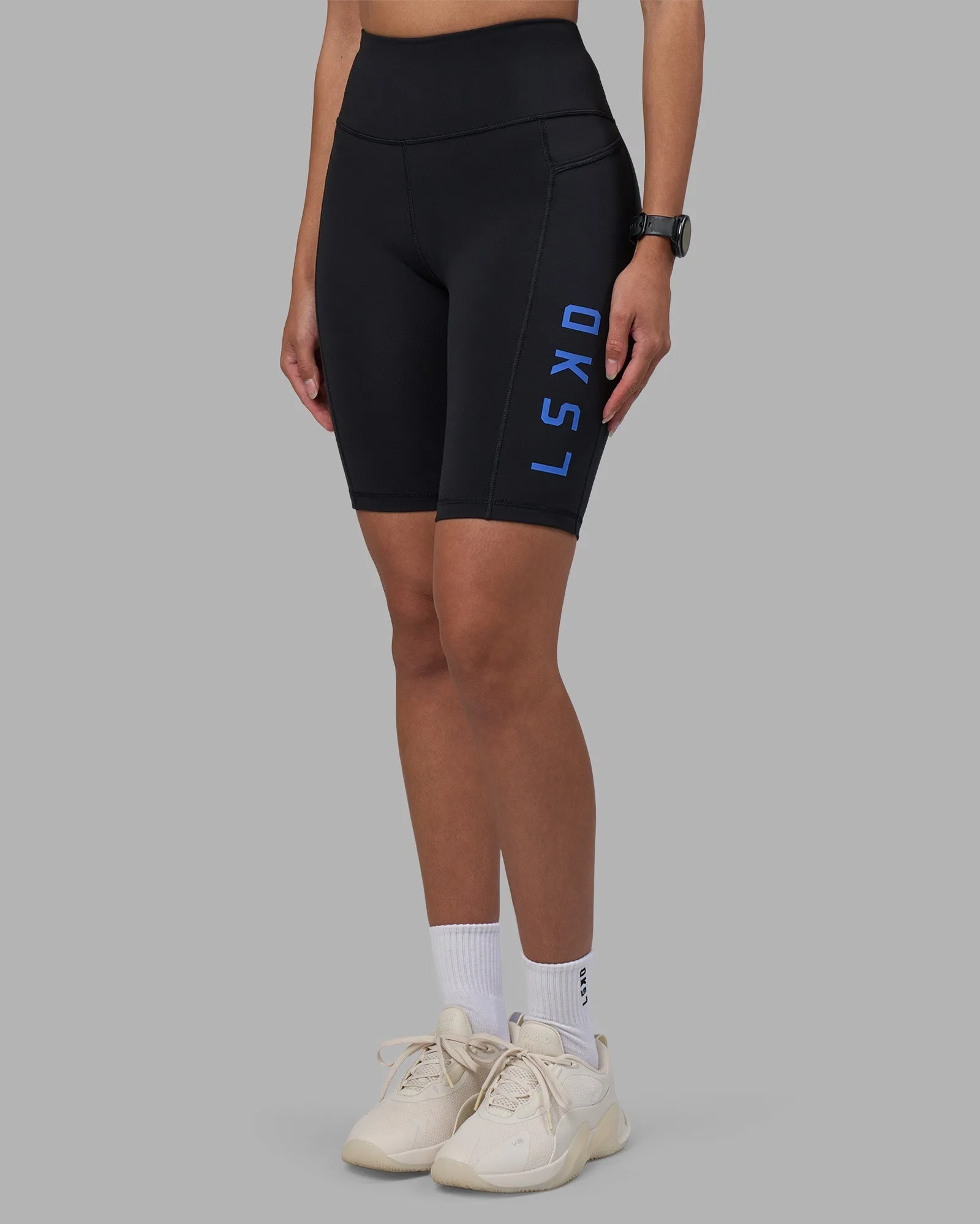 Rep Ultra High-Rise 9" Short Pockets - Black-Power Cobalt Flattering Cut High Waist Pro Athlete