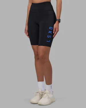 Rep Ultra High-Rise 9" Short Pockets - Black-Power Cobalt Stretch Fit Weekend Trip Dance Practice Petite Size