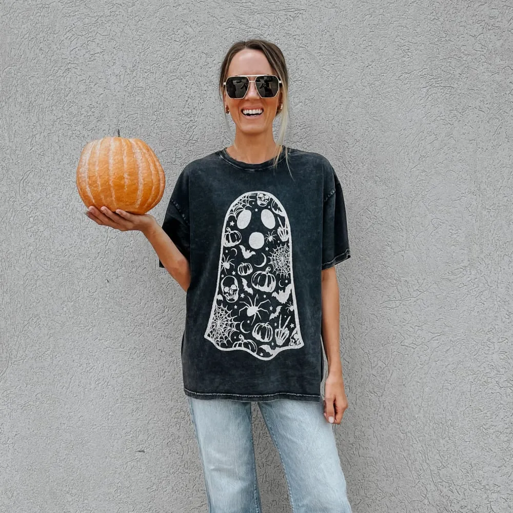 Stay Spooky Ghost - Oversized Tee Cozy and Light Evergreen
