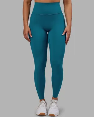 Non-Restrictive Stretch Elastic waist Elixir Ultra High-Rise Full Length Legging - Blue Coral