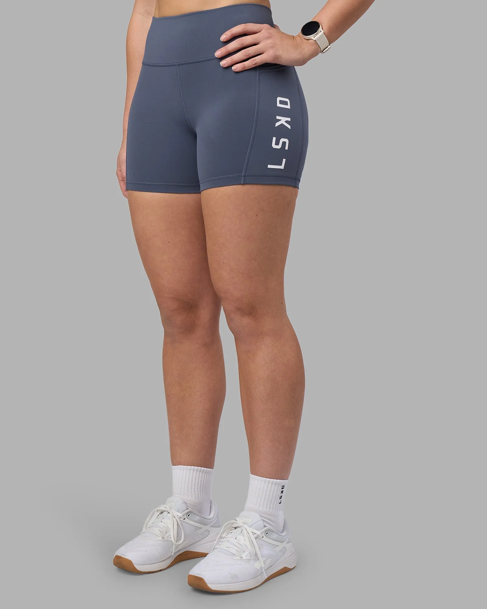 Rep Ultra High-Rise 4" Short Pockets - Night Shadow-White Flexible Hem