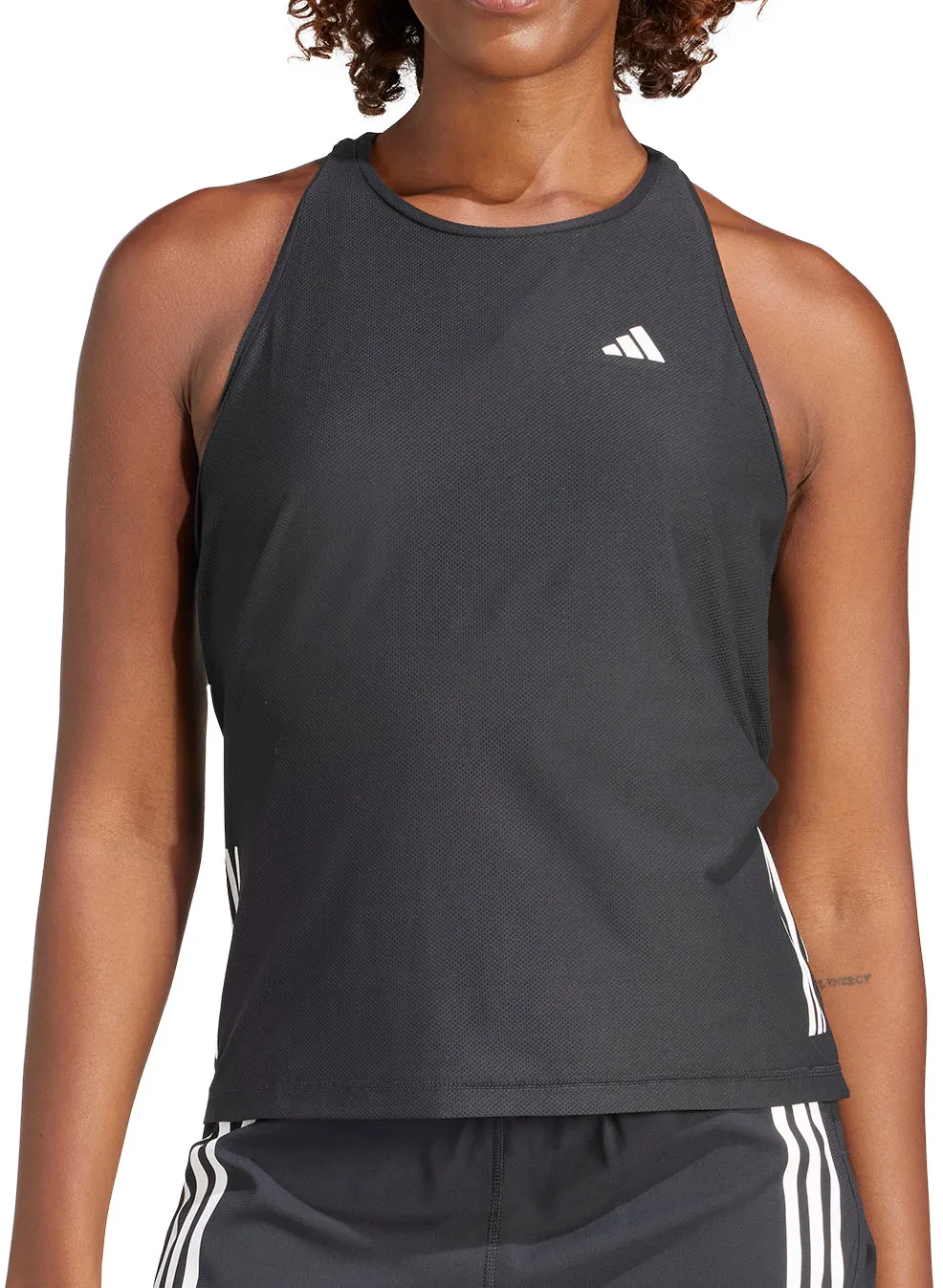 Non Restrictive Fit Tagless Neckline adidas Own The Run Womens Running Vest Tank Top - Black