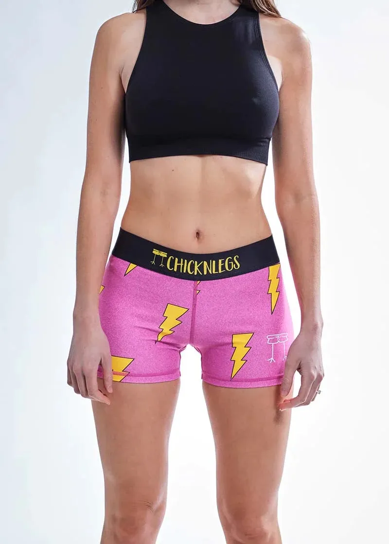 Game Day Women's Hot Pink Bolts 3" Compression Shorts