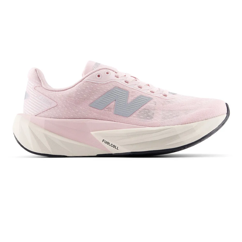 New Balance FuelCell Rebel v5 (Women's) -?pink granite with silver metallic and linen orange shoes Adjustable lacing