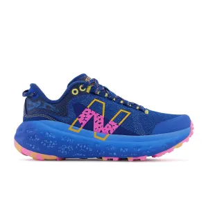 New Balance Fresh Foam X More Trail v2 (Women's) - Blue with vibrant apricot and vibrant pink stylish trail shoes Stabilizing Heel Cup