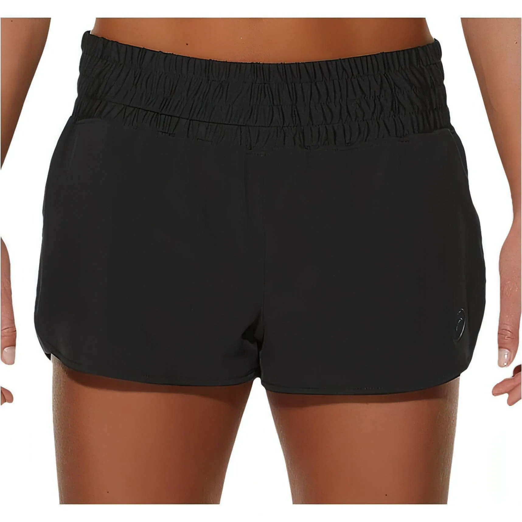 Asics Woven Womens Running Shorts - Black Roll Resistant Waist