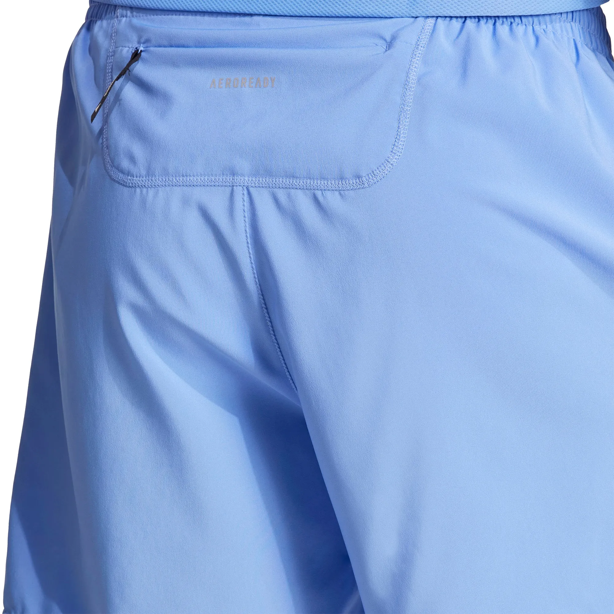 Wide Leg Silhouette adidas Own The Run 5 Inch Mens Running Shorts - Blue