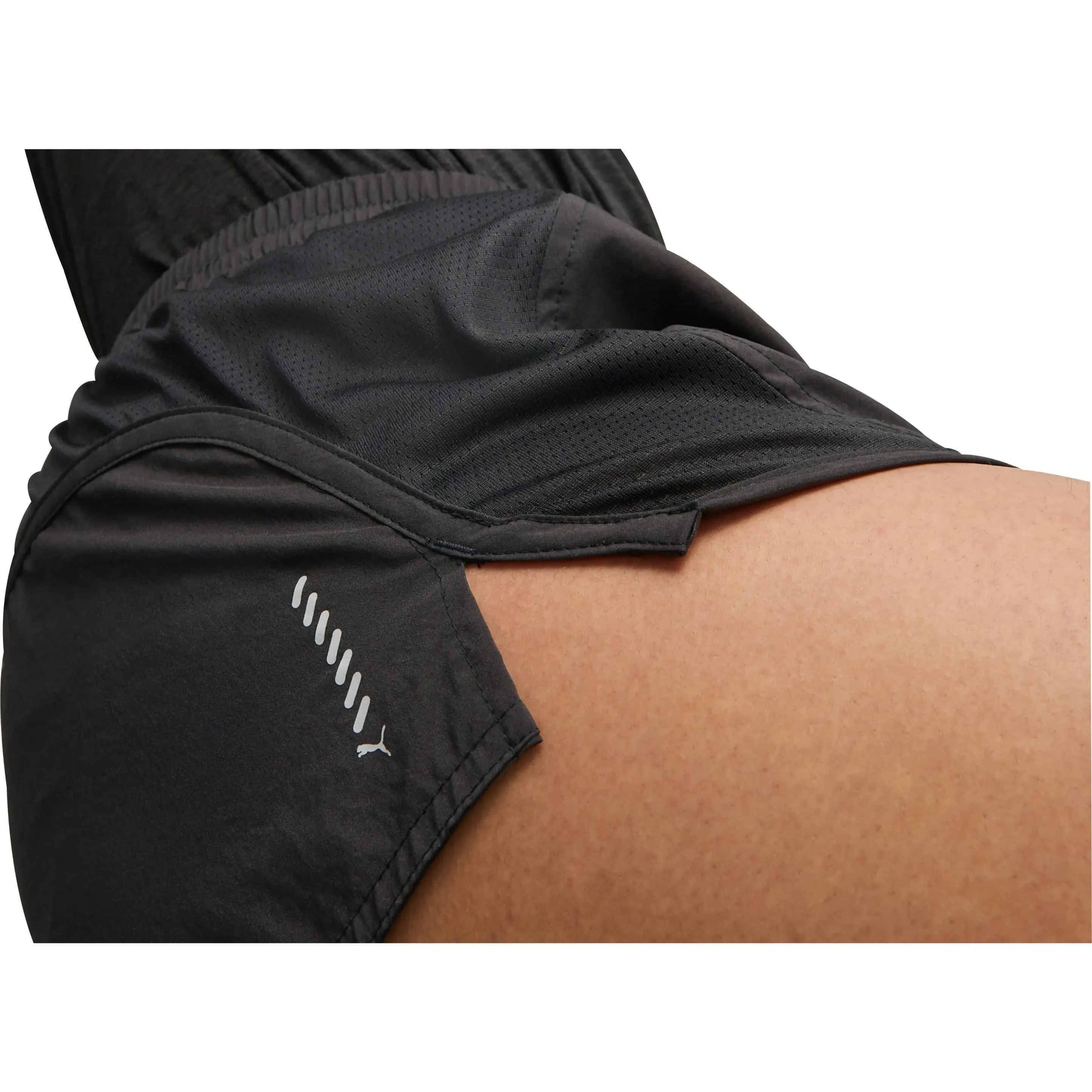 Abrasion Resistant Edges Travel Wear Puma Run Favourite Velocity 3 Inch Womens Running Shorts - Black