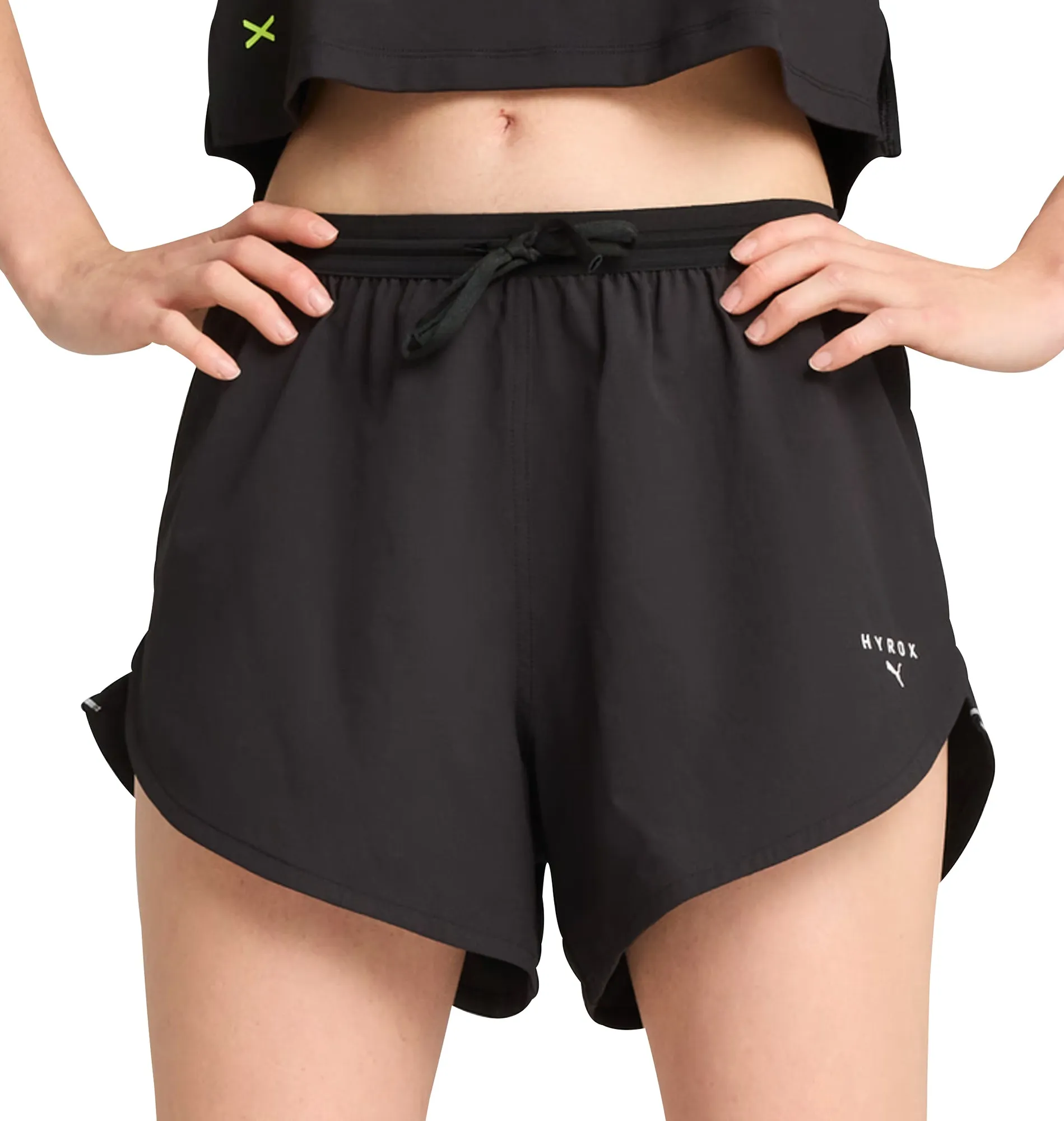 Puma X HYROX Ultraweave Velocity 4 Inch Womens Training Shorts - Black Fade Resistant Dye Go Light