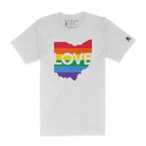 Ohio Love Pride - Mens/Unisex Crew T-Shirt Durable Color Retention