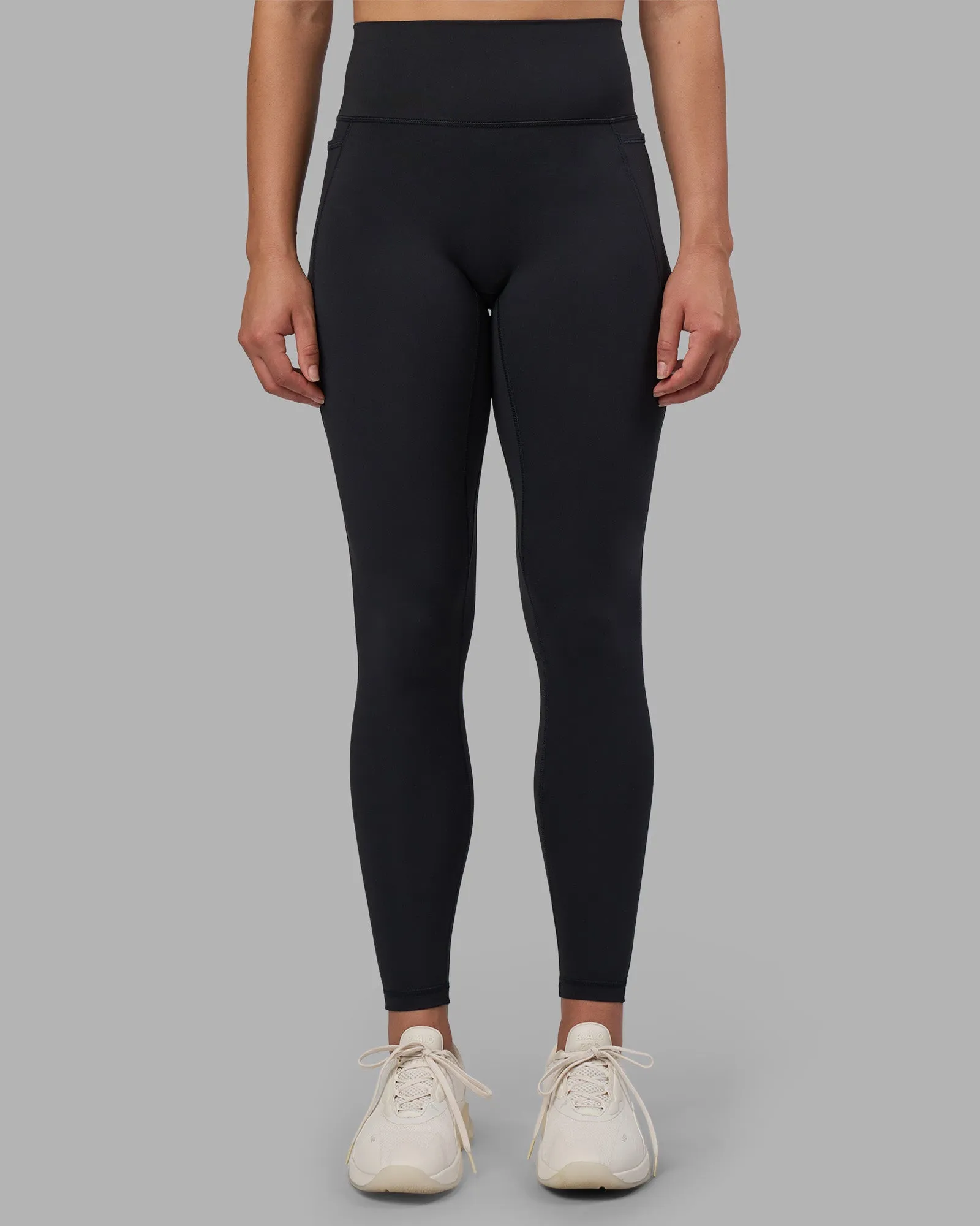 Tall Fit Dance Studio Reflective Logo Detail Fusion V-Contour Ultra High-Rise Full Length Legging Pockets - Black