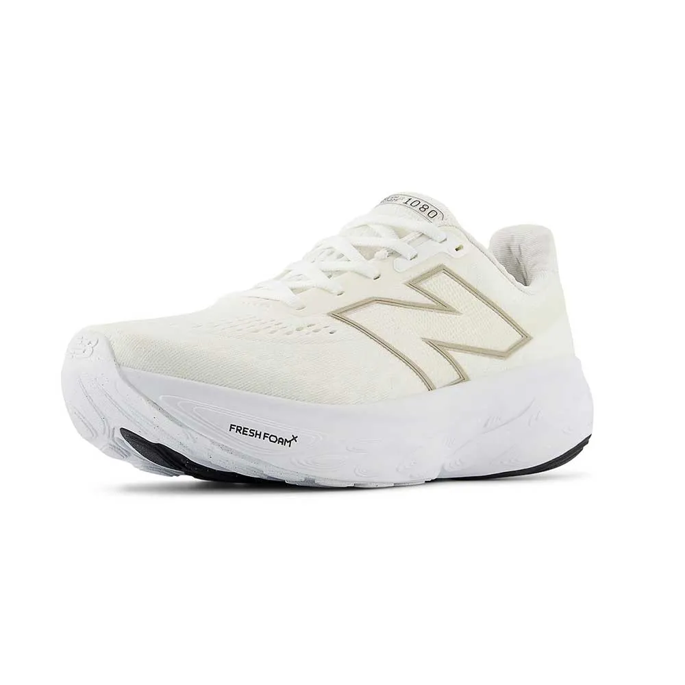sand running wear Women's Fresh Foam X 1080 v14 Running Shoe - White/Light Gold Metallic - Regular (B)