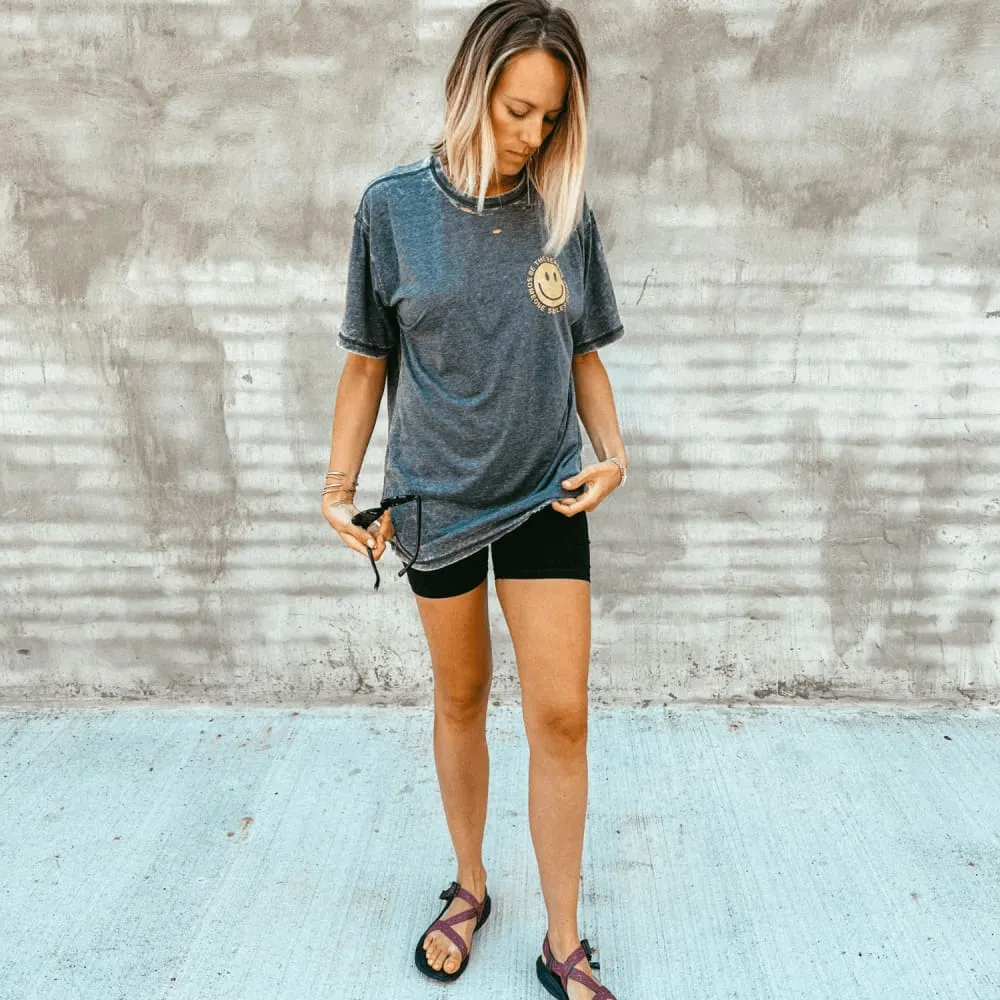 Modern Comfort Style Light Outfit Be the Reason Smiley Tee - Acid Wash