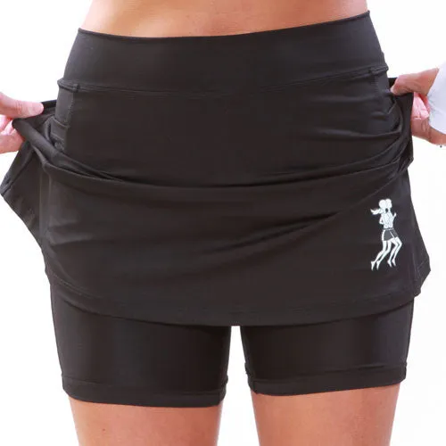 Bold Look Rolled Hem Black Ultra Swift Athletic Skirt