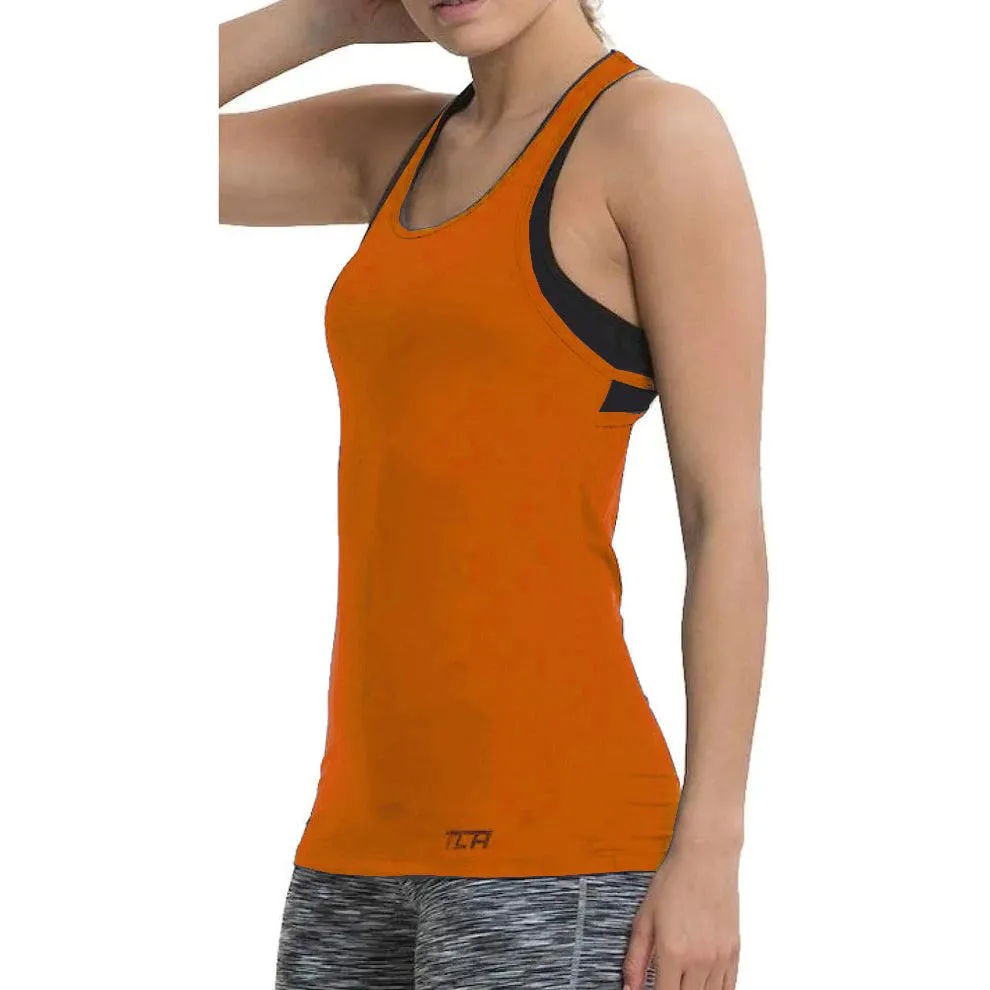 TCA Tech Racerback Womens Running Vest Tank Top - Orange Quick Evaporate Design