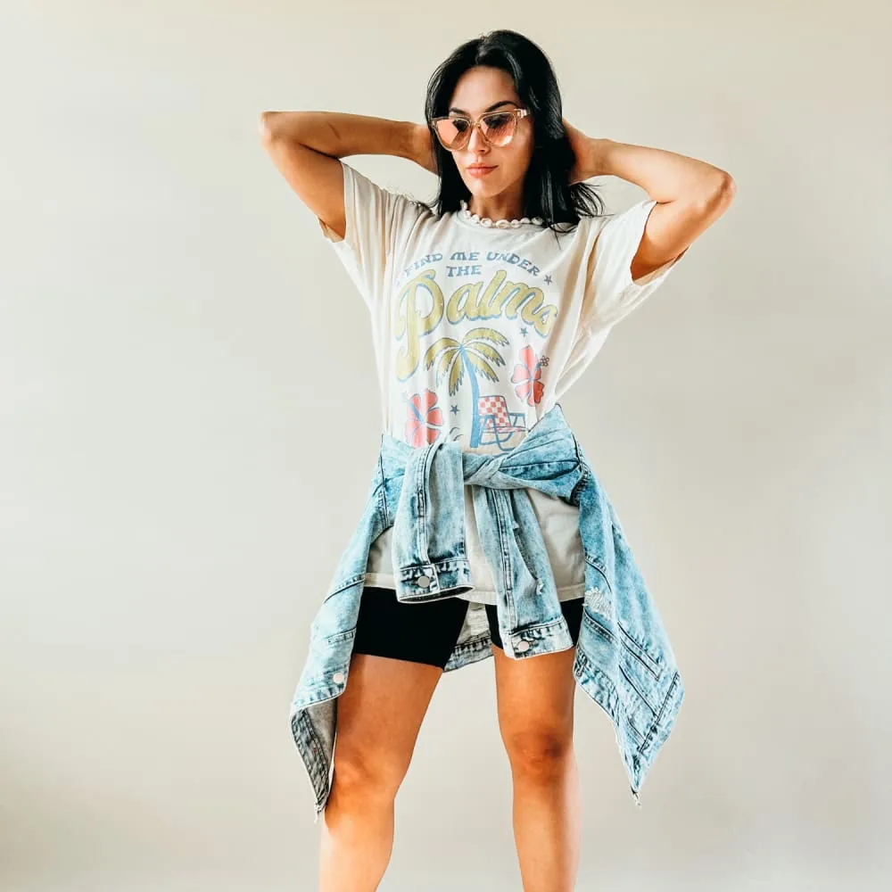 Under The Palms Tee Leather combination Slim Waist