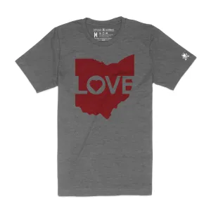 Ohio Love Logo - Mens/Unisex Crew T-Shirt Laser Cut Edges All-Purpose Comfort