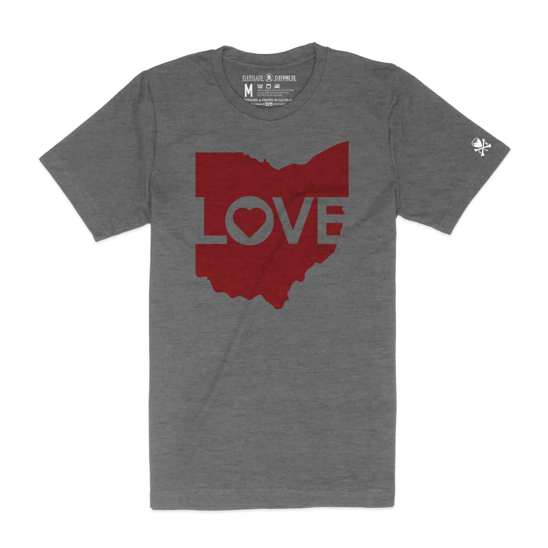 Ohio Love Logo - Mens/Unisex Crew T-Shirt Laser Cut Edges All-Purpose Comfort