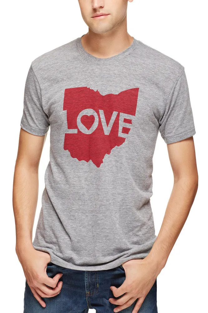 Comfort and Fit Relaxed Look Ohio Love Logo - Mens/Unisex Crew T-Shirt